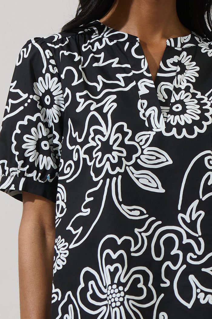 Haylie Floral Neli Split Neck Top