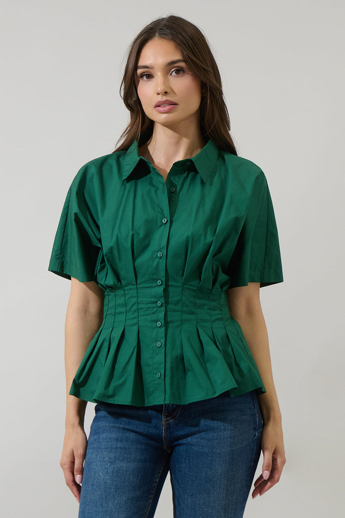 Helga Pleated Collared Top
