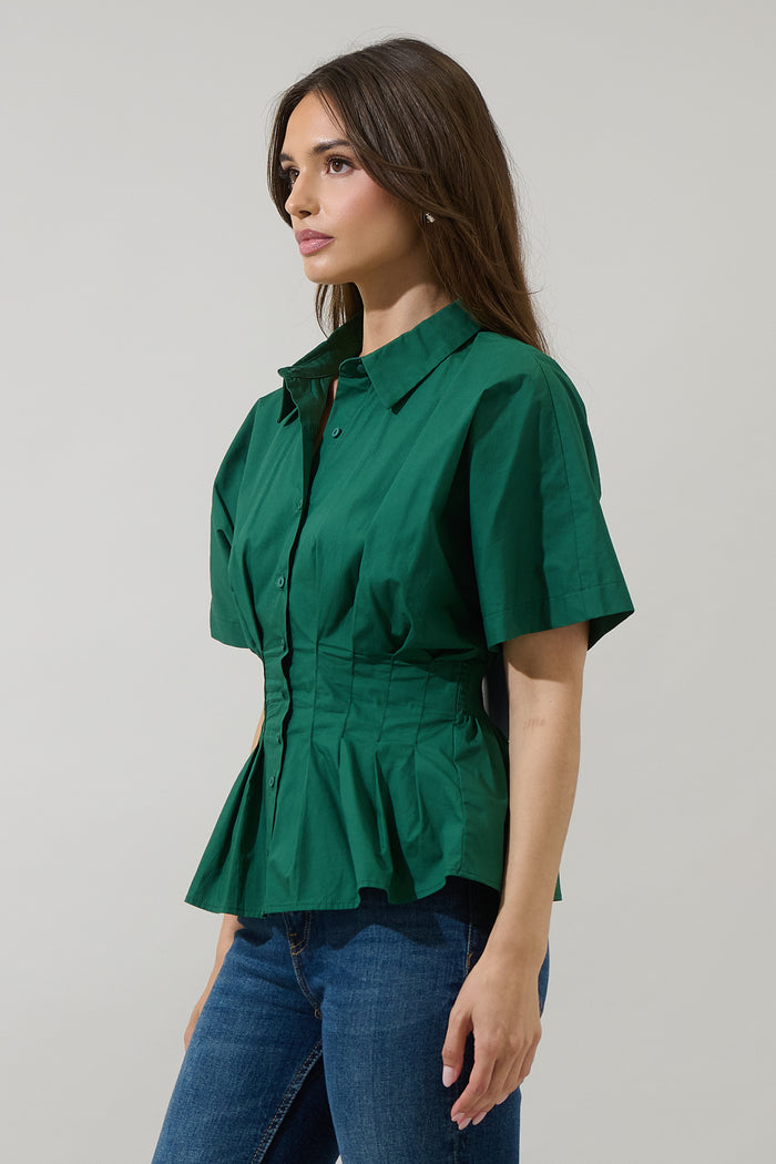Helga Pleated Collared Top