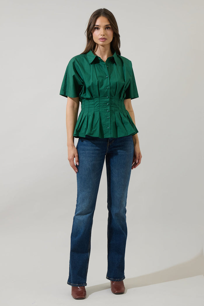 Helga Pleated Collared Top