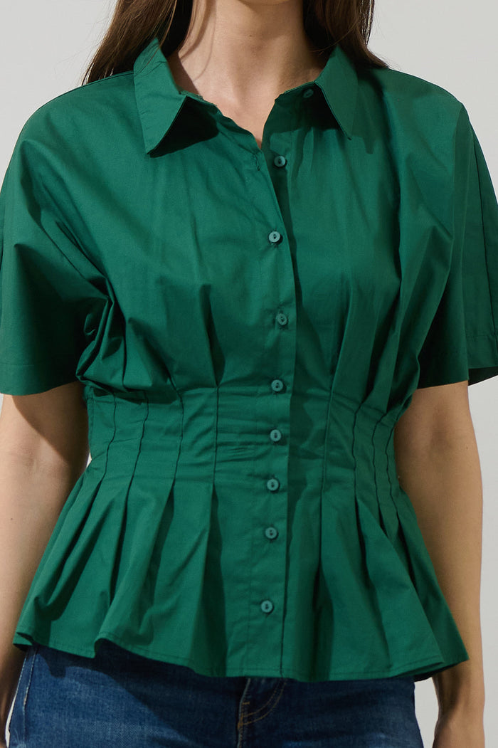 Helga Pleated Collared Top