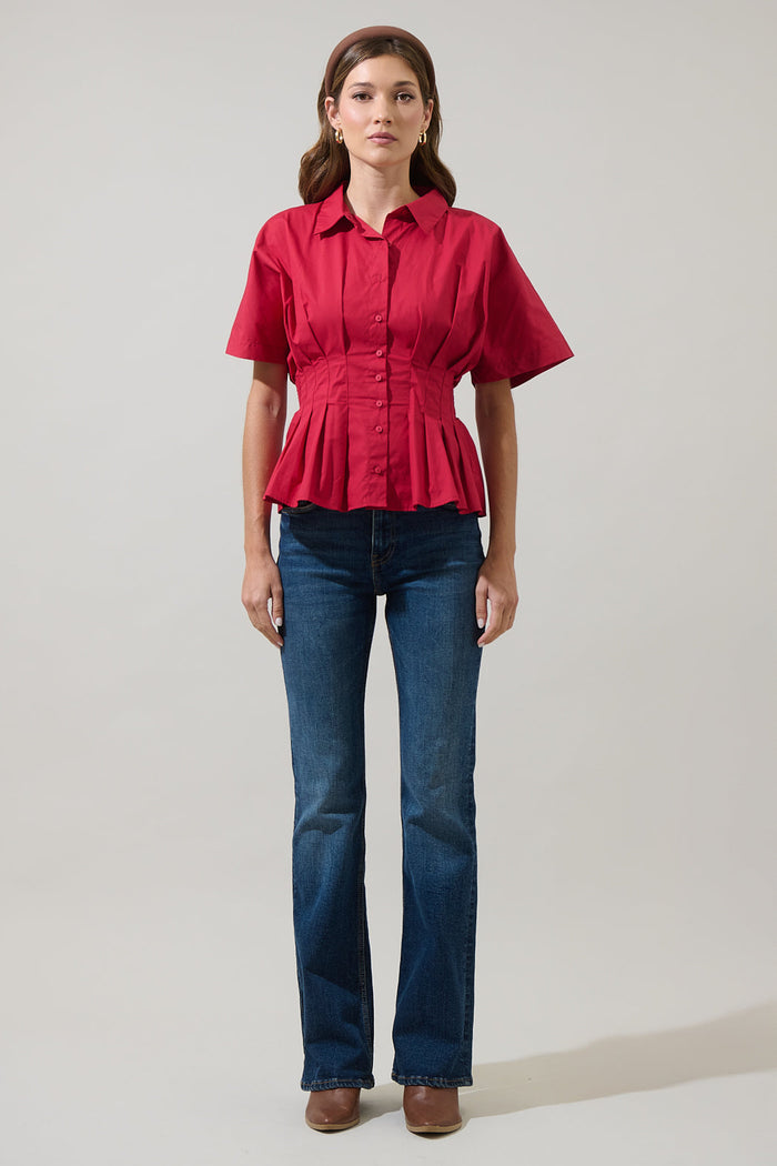 Helga Pleated Collared Top