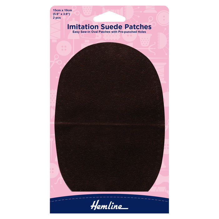 Hemline Sew-in Imitation Suede Patches: Brown - 10 x 15cm - Invisible Mending