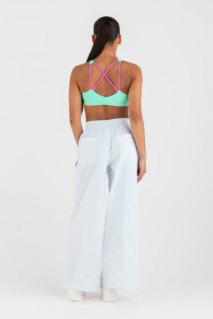 Highlighter Wide Leg Pant in White  - Back View