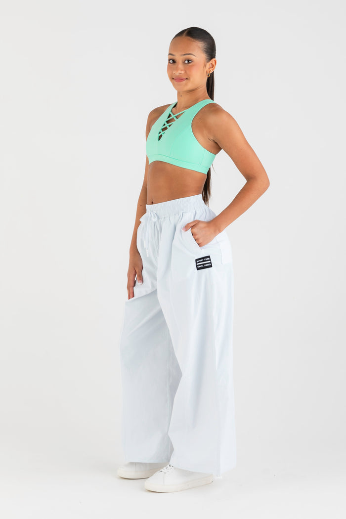 Highlighter Wide Leg Pant in White  - Side View