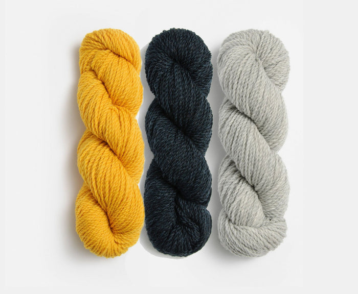 XS / Blue Sky Fibers - Woolstok / Midnight Sea Spun Gold & Grey Harbor