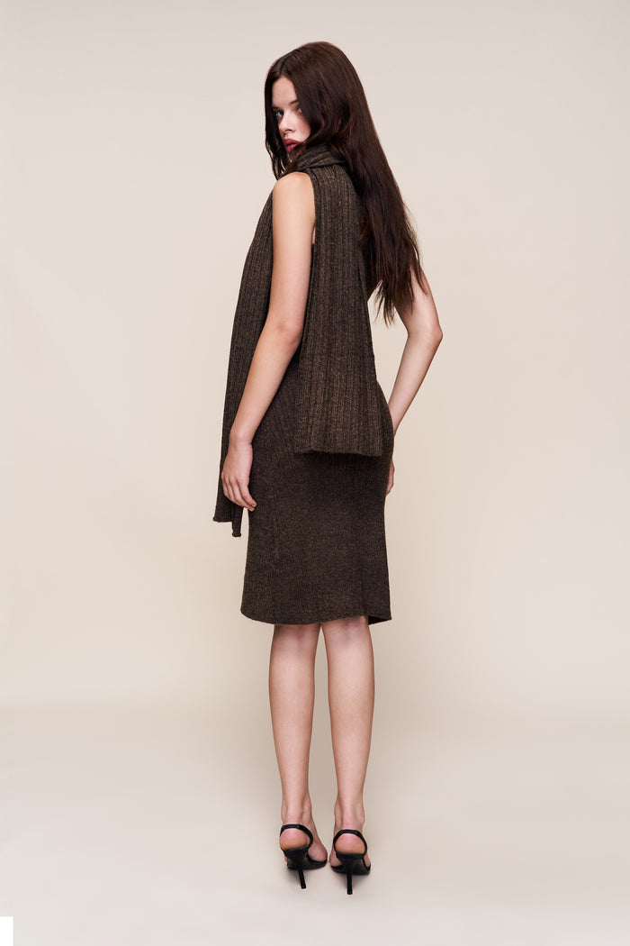 Hooded Knit Dress in Olive
