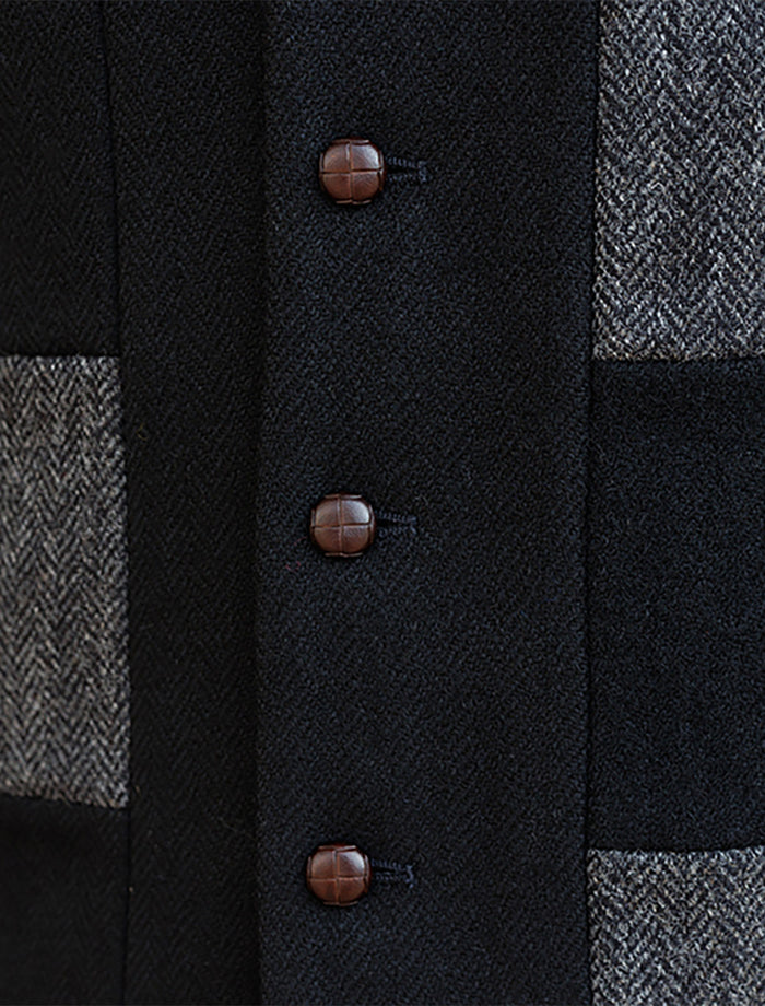 Irish Tweed Patchwork Waistcoat #color_black