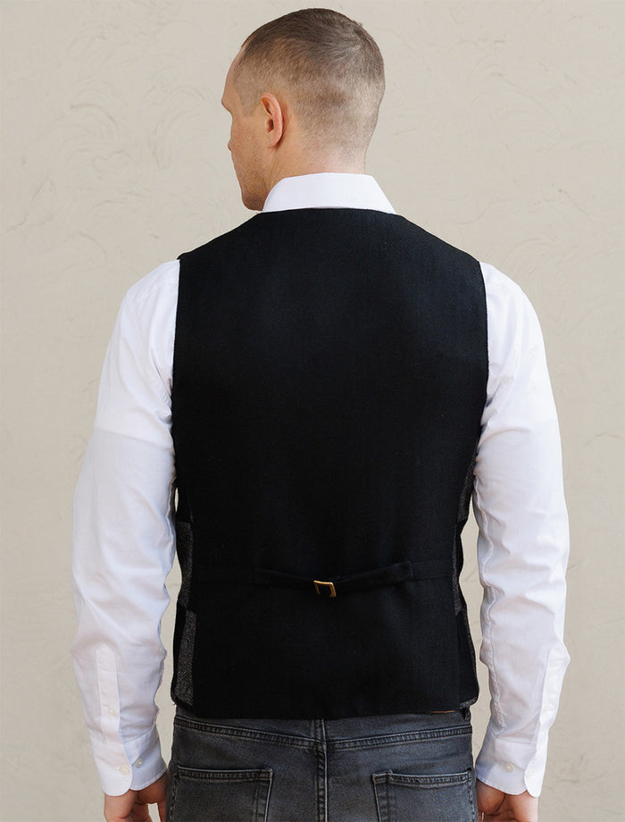 Irish Tweed Patchwork Waistcoat #color_black