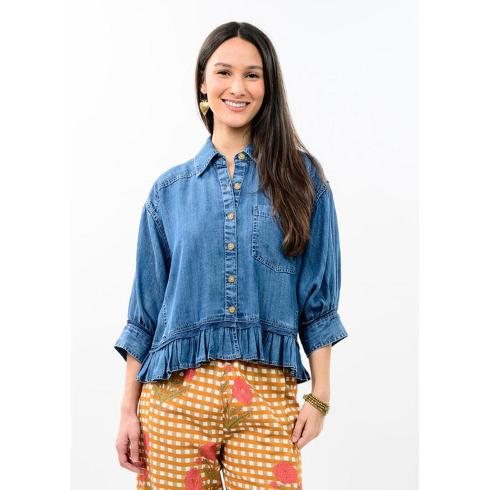 Ivy Jane Jacket Denim with Ruffle Peplum INDIGO