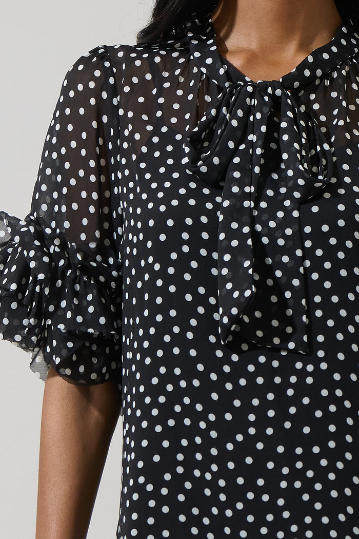 Jinni Dot Lida Tie Neck Top