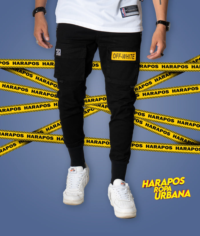 Jogger Off White negro-amarillo