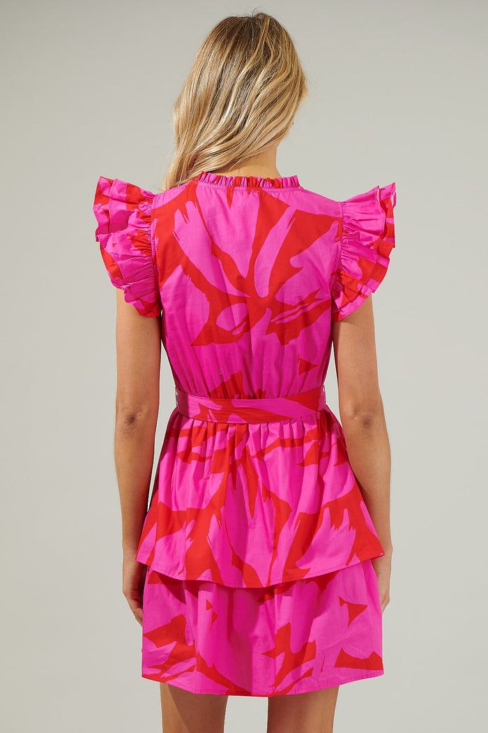 Jolene Abstract Marisol Tiered Mini Dress