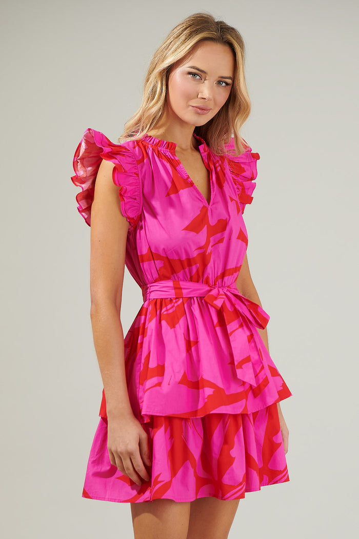 Jolene Abstract Marisol Tiered Mini Dress