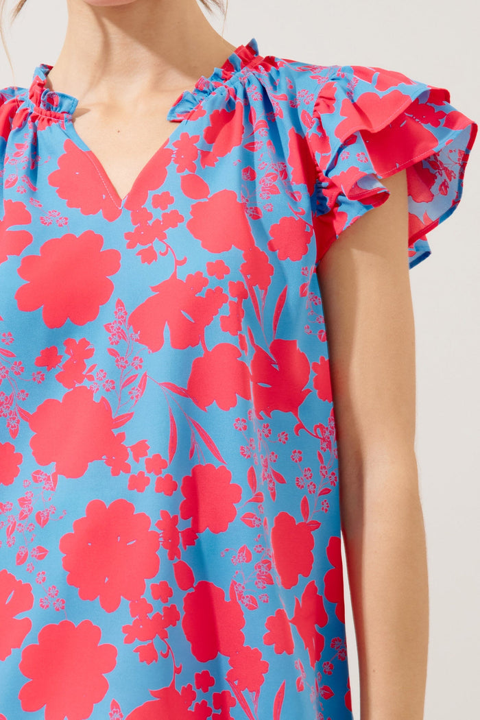 Juliana Floral Bellissima Ruffle Sleeve Top