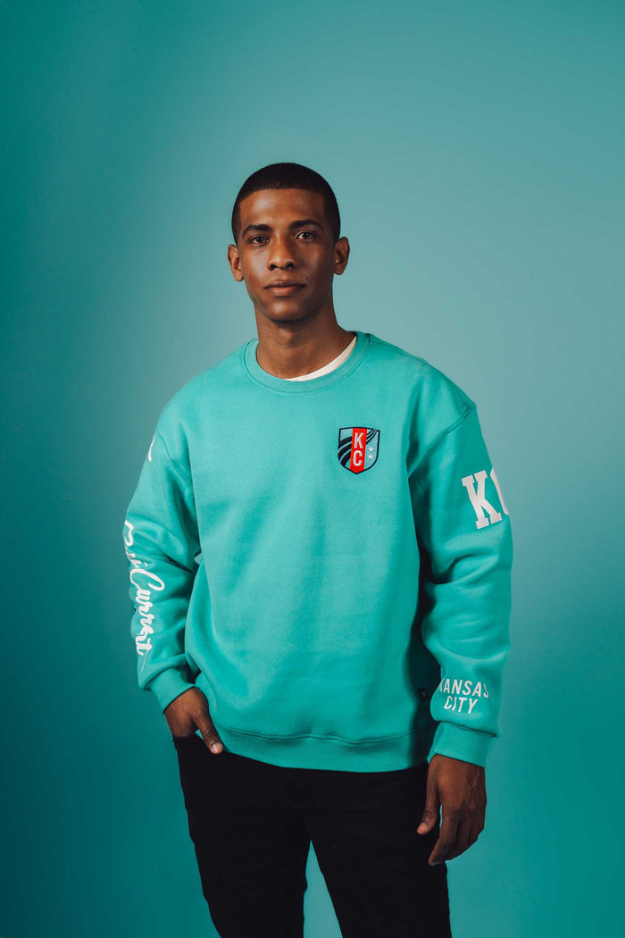 KC Current Graphic Sleeve Teal Fleece