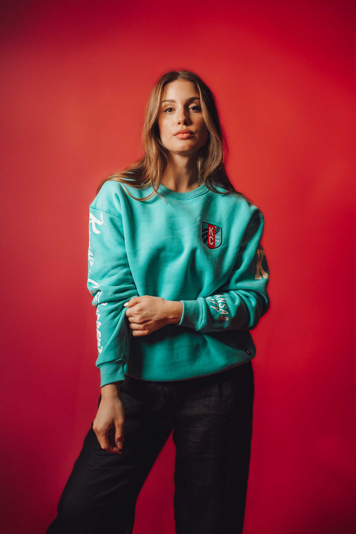 KC Current Graphic Sleeve Teal Fleece