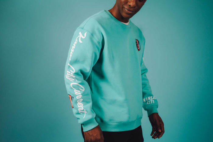 KC Current Graphic Sleeve Teal Fleece