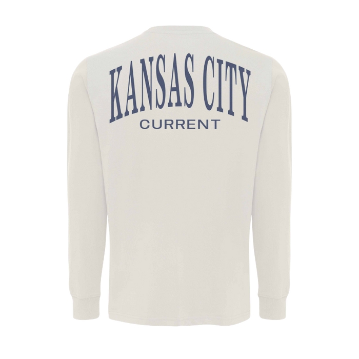 KC Current Unisex Arched Script Crest Long Sleeve T-Shirt