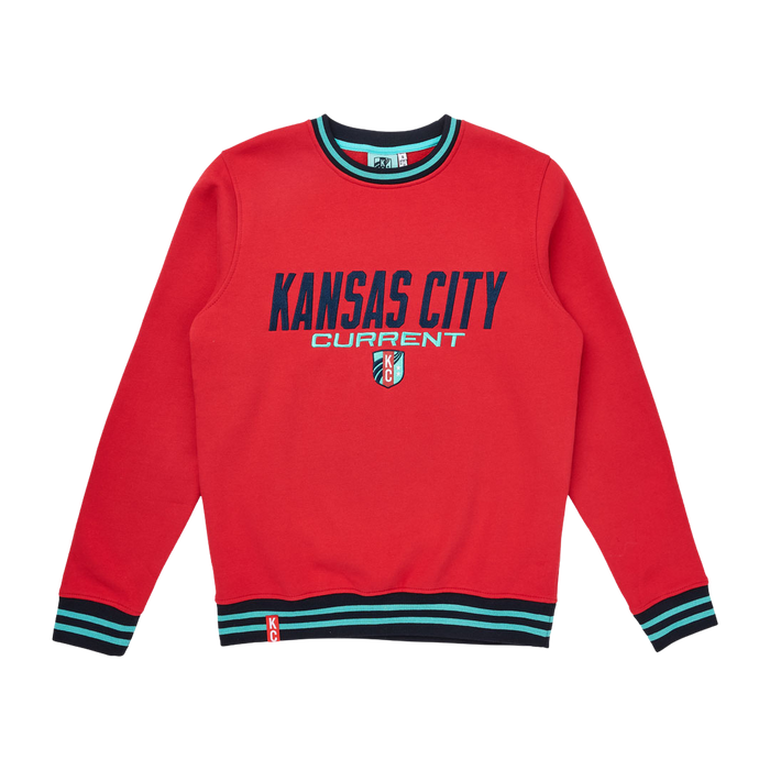 KC Current Unisex Ribbed Red Crewneck