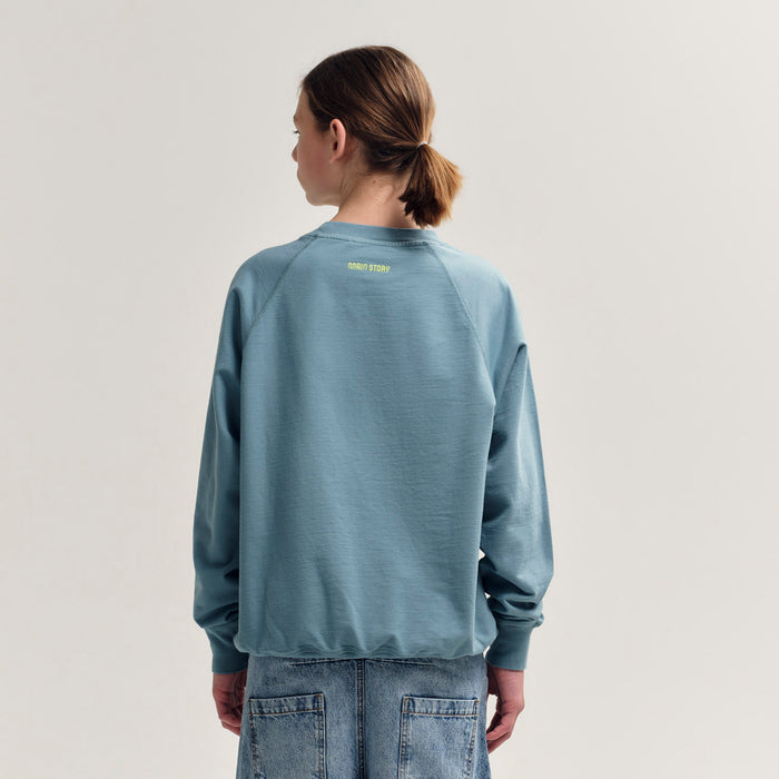 Kids Cotton Raglan Sweatshirt - Smoke Blue