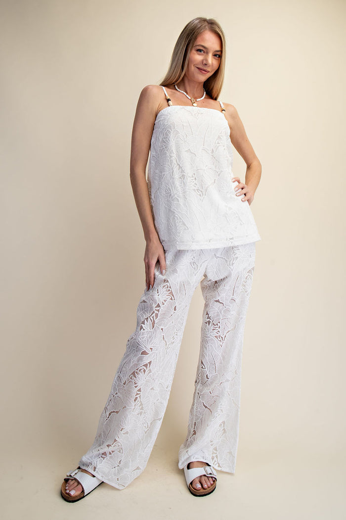 Lace Breeze Relaxed Top & Wide Leg Pants Set