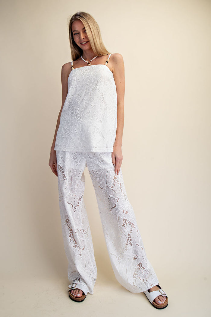 Lace Breeze Relaxed Top & Wide Leg Pants Set