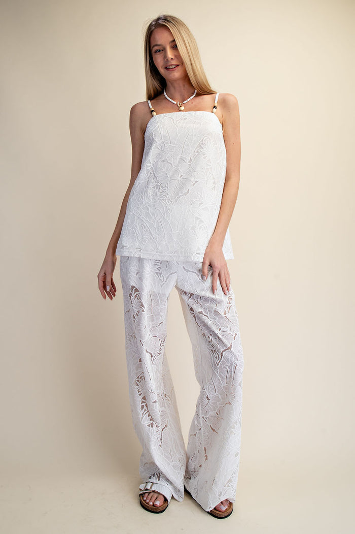 Lace Breeze Relaxed Top & Wide Leg Pants Set