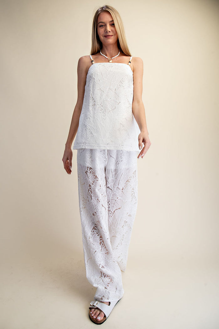 Lace Breeze Relaxed Top & Wide Leg Pants Set