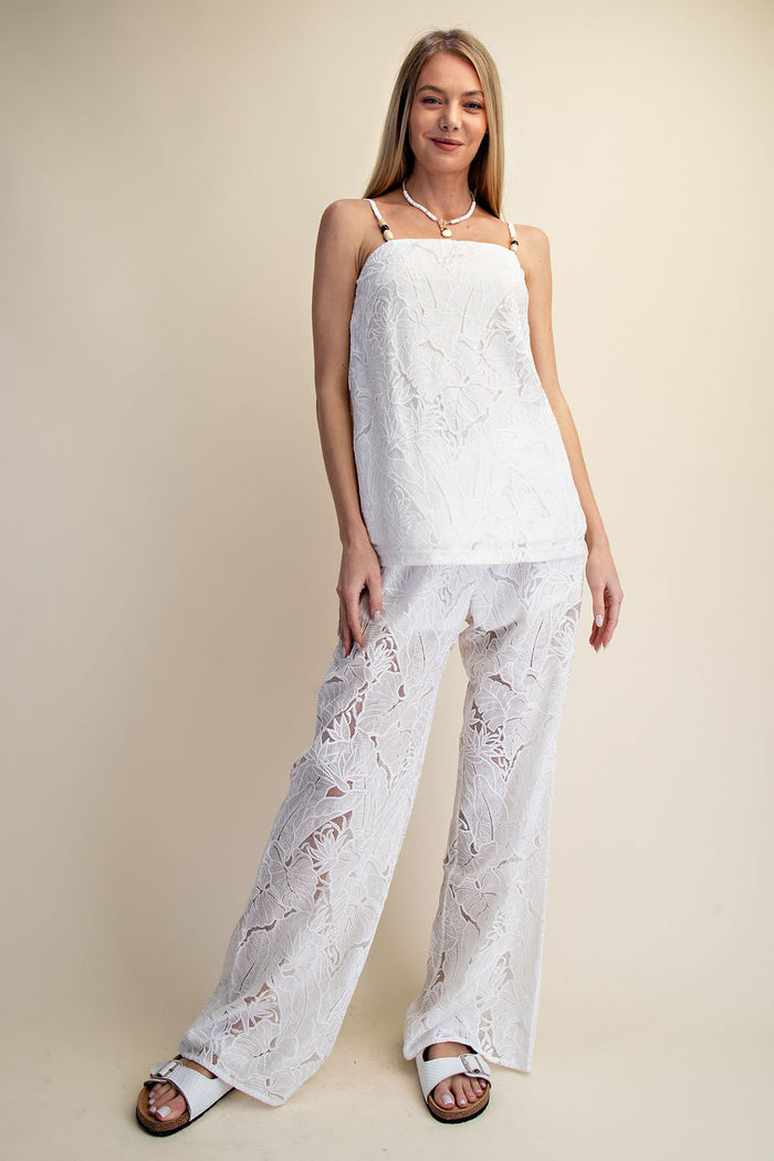 Lace Breeze Relaxed Top & Wide Leg Pants Set