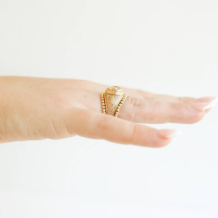 Lexi Ring Beaded Band Gold