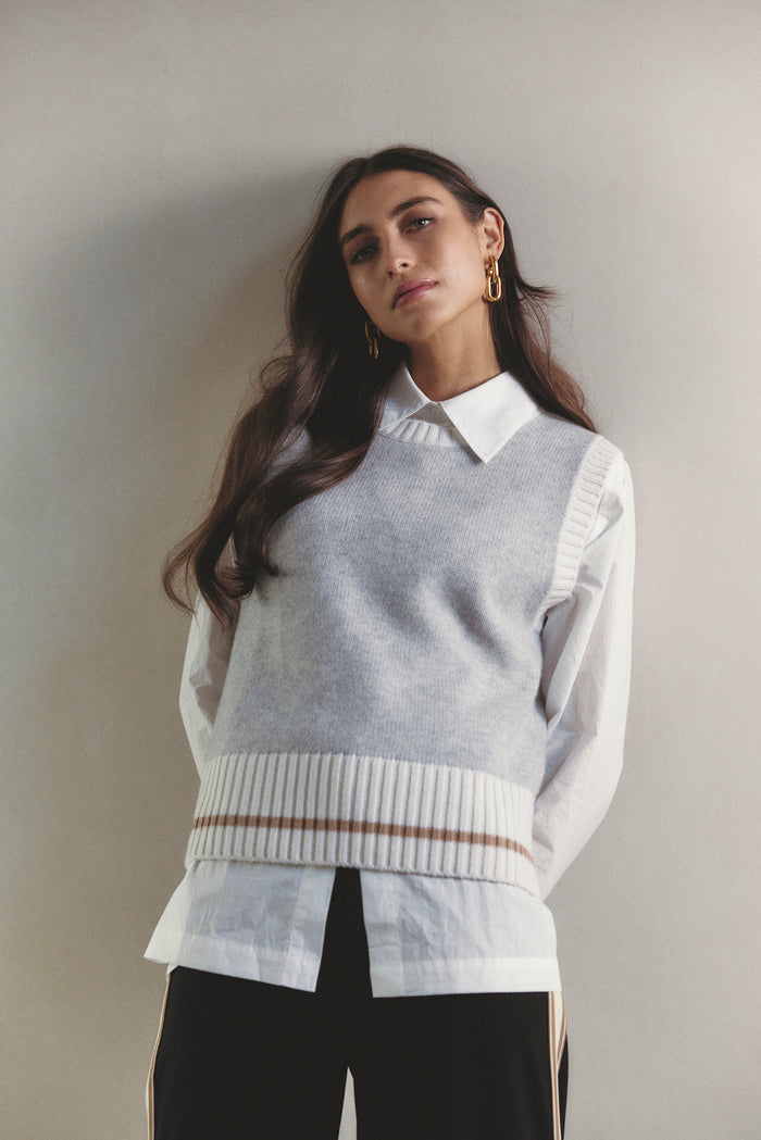 Lexington Merino Cashmere Vest In Grey