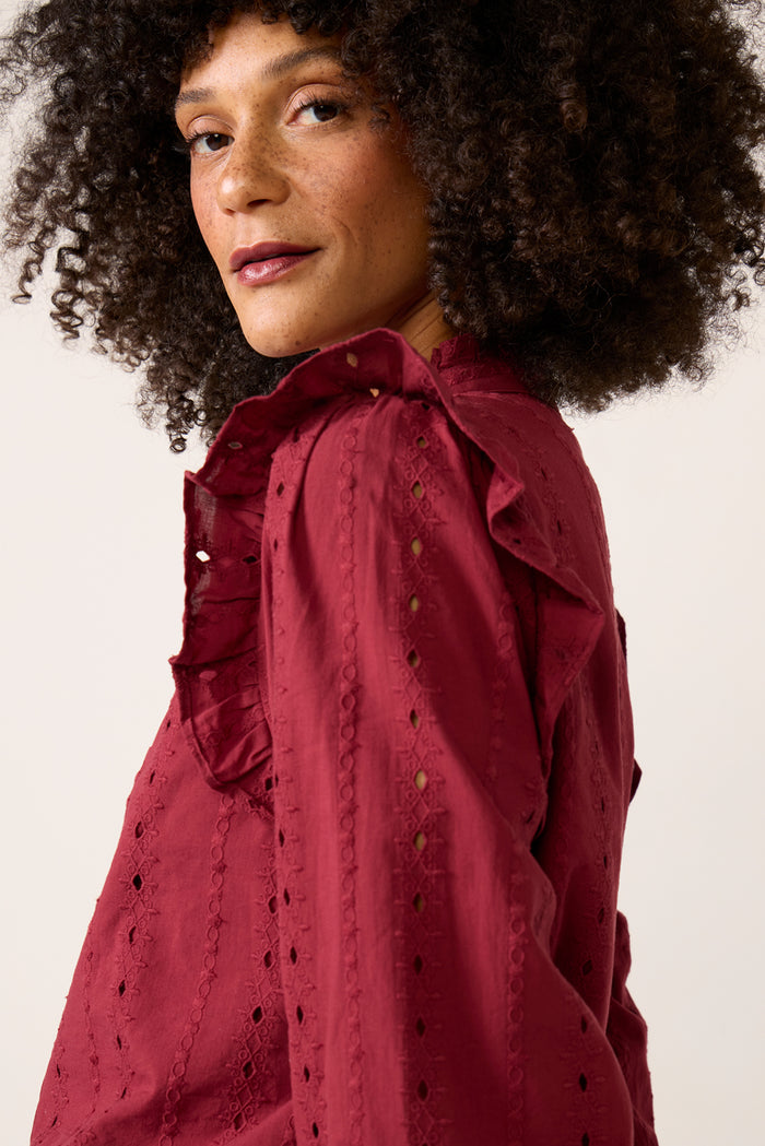 Lia Textured Ruffle Shirt