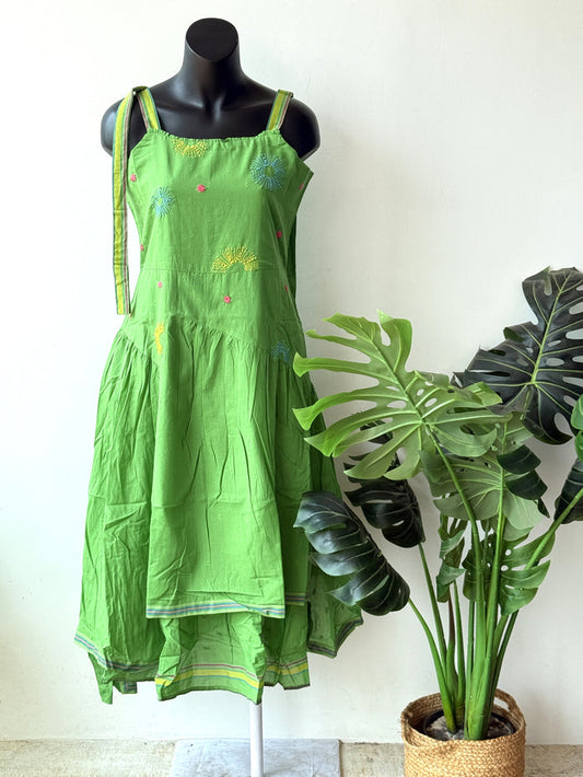 Light green emb layered cotton gown