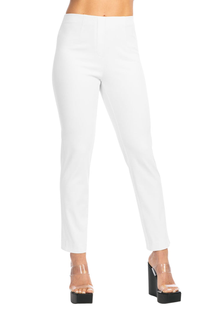 LIOR Women's White Denim Pull-On Pant Tapered Ankle Pant In Twill Denim-"Sasha"