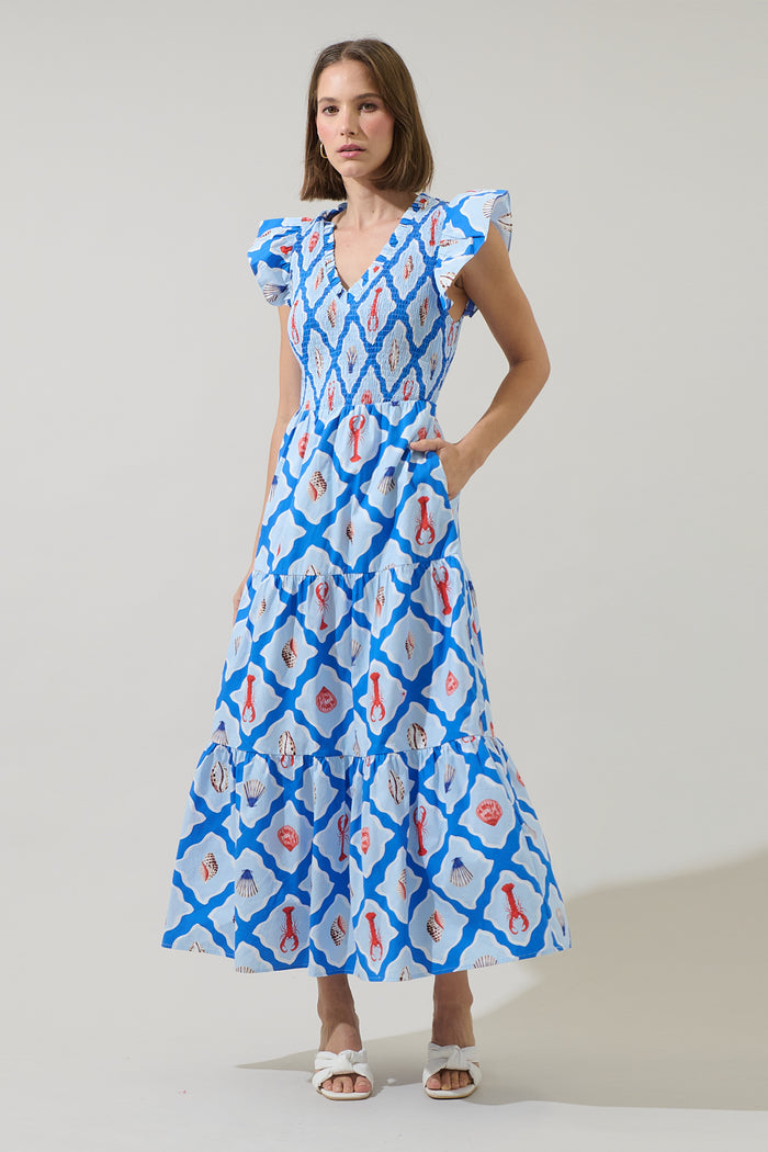 Lobster Bay Sunfire Tiered Midi Dress