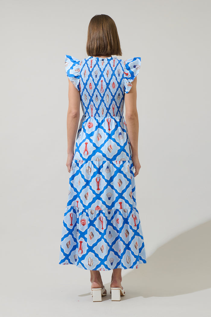 Lobster Bay Sunfire Tiered Midi Dress