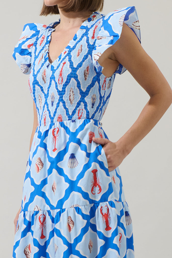 Lobster Bay Sunfire Tiered Midi Dress