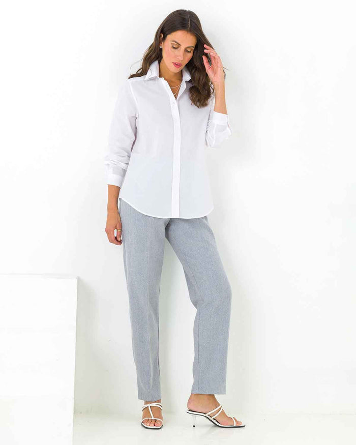 Logan Herringbone Pull On Wool Mix Trousers - The Classic Boutique