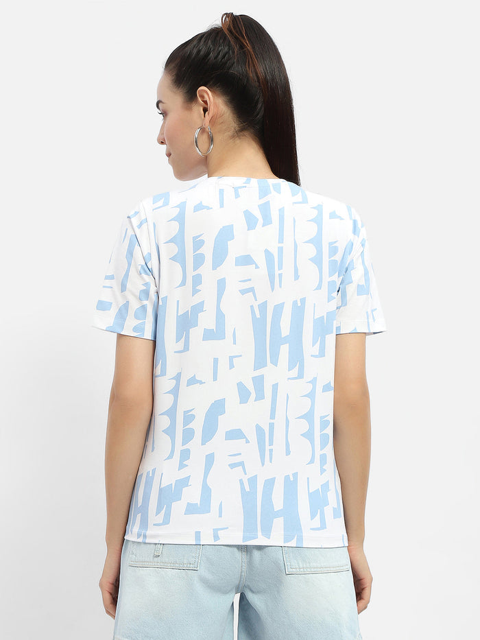 Madame Abstract Print Sea Green T-Shirt