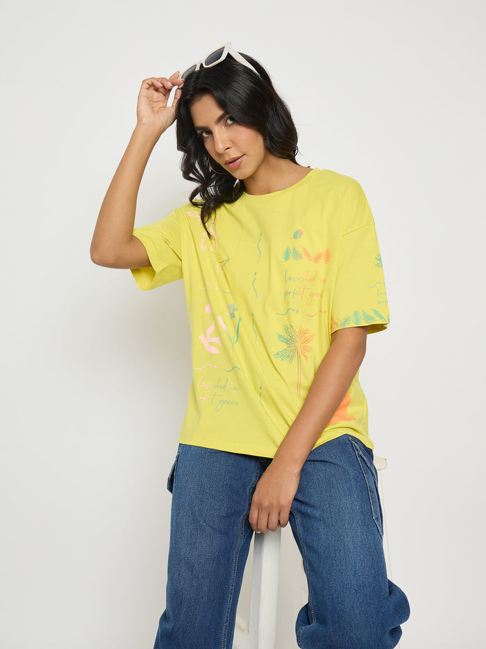 Madame All Over Print Lemon Yellow T-Shirt