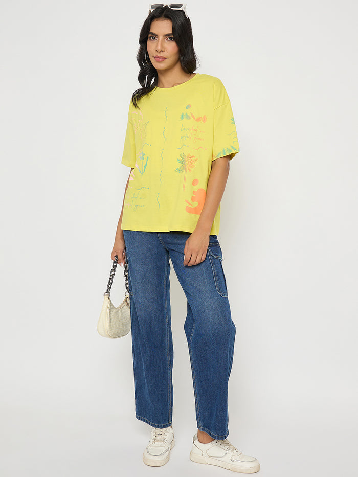 Madame All Over Print Lemon Yellow T-Shirt