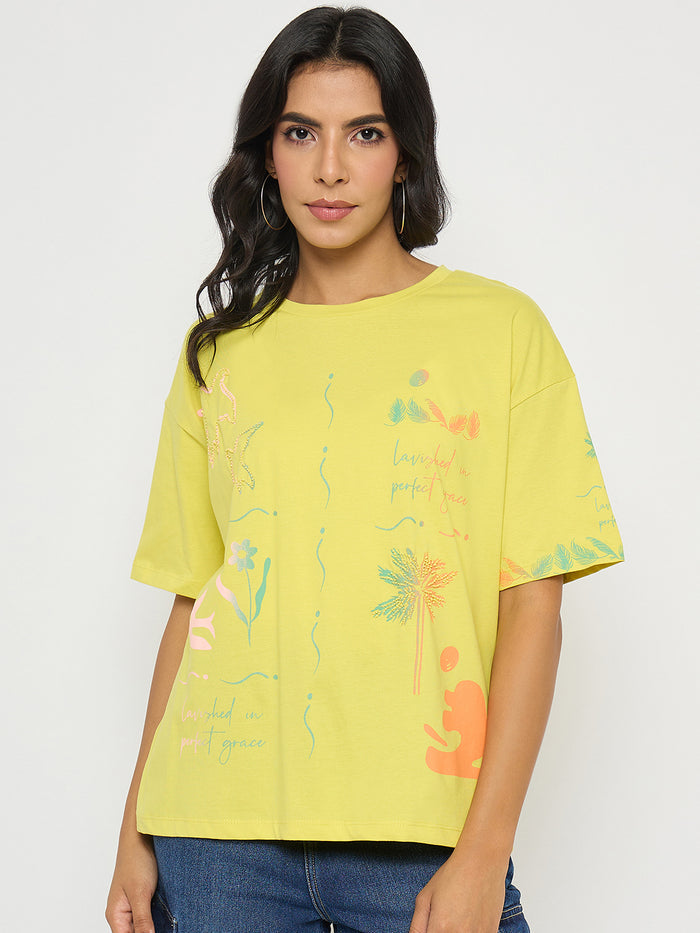 Madame All Over Print Lemon Yellow T-Shirt