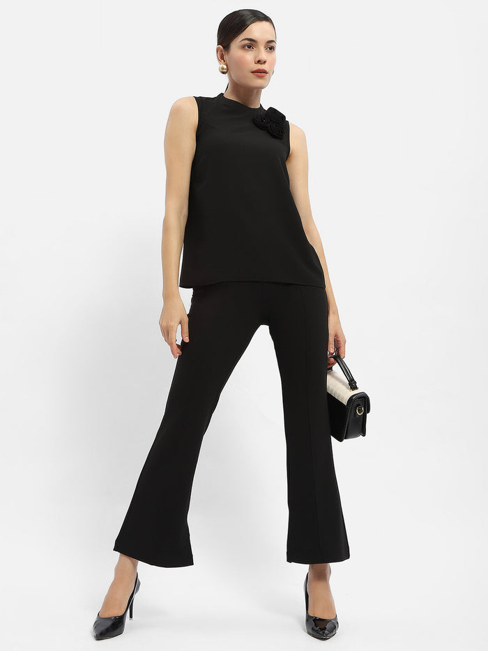 Madame Applique Adorned Black Shimmer Top