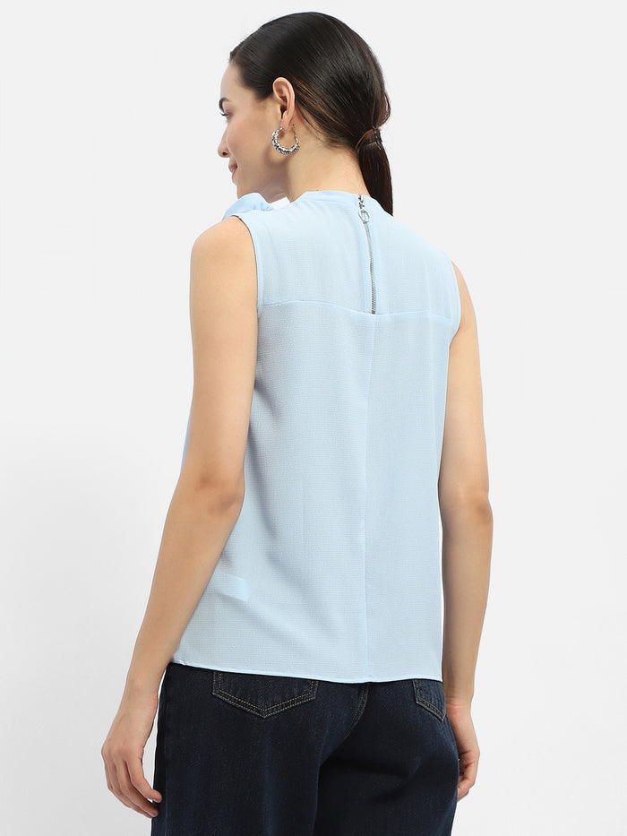 Madame Applique Adorned Blue Shimmer Top