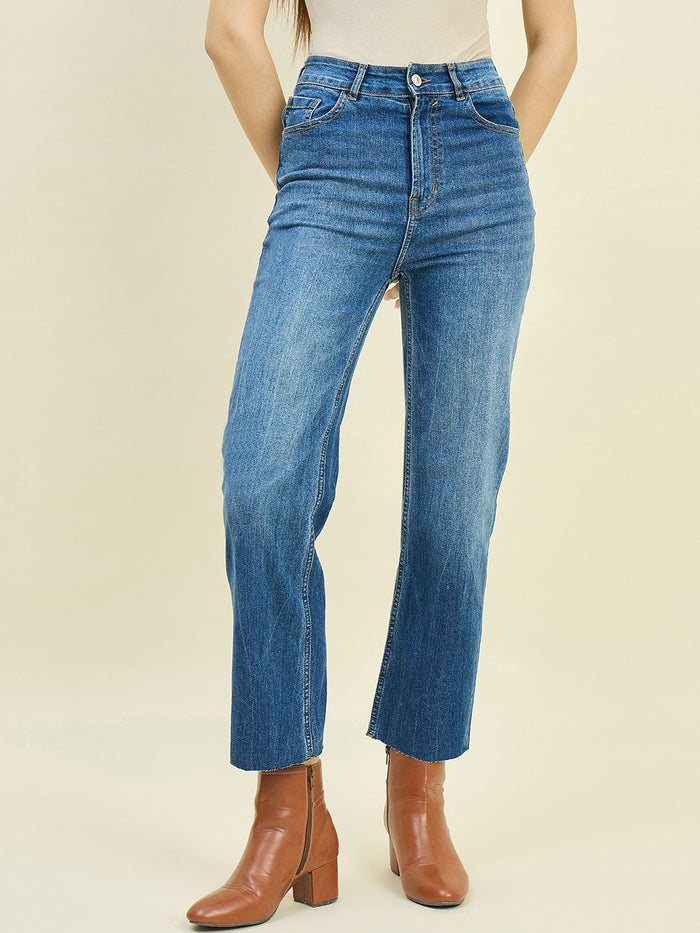 Madame Blue Double Wash Straight Fit Jeans