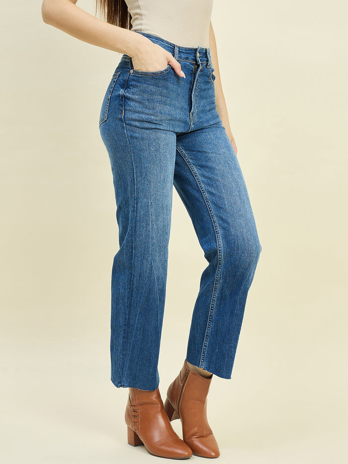 Madame Blue Double Wash Straight Fit Jeans