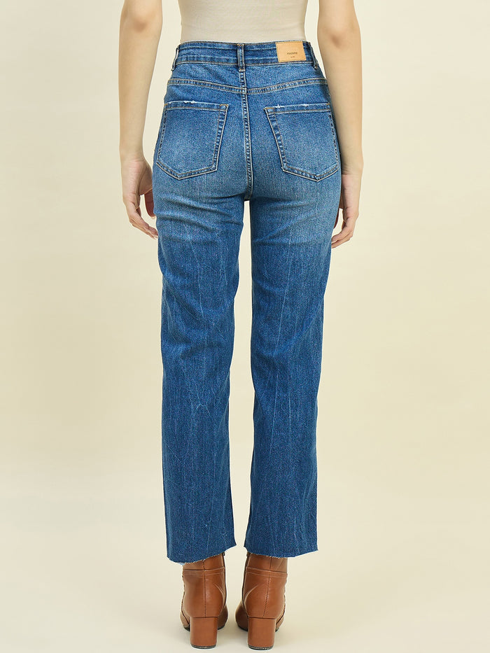 Madame Blue Double Wash Straight Fit Jeans