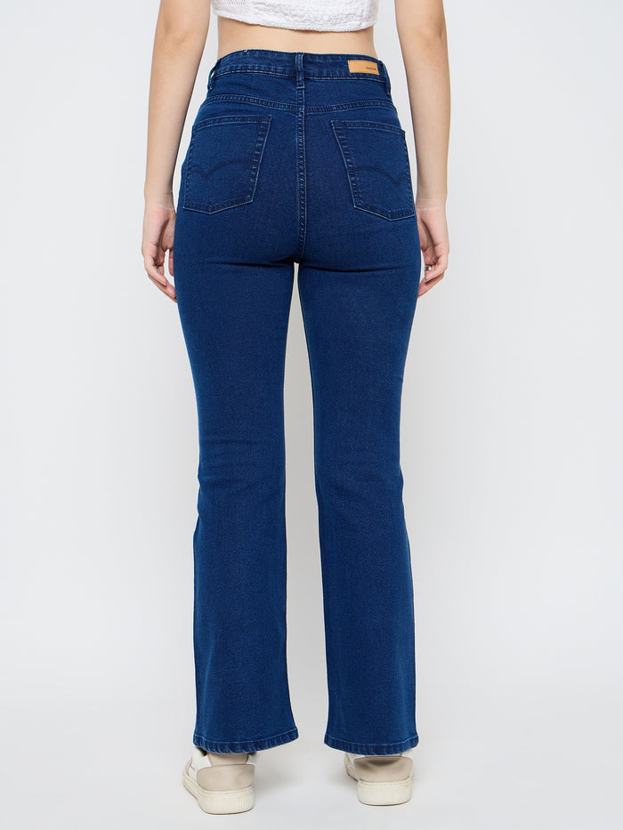 Madame Cotton Blend Dark Blue Flared Jeans