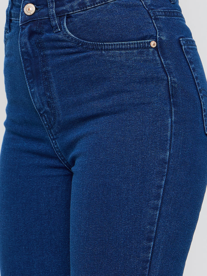 Madame Cotton Blend Dark Blue Flared Jeans